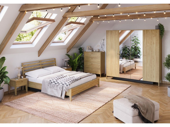 Ensemble lit + deux chevets + commode + armoire MADDY