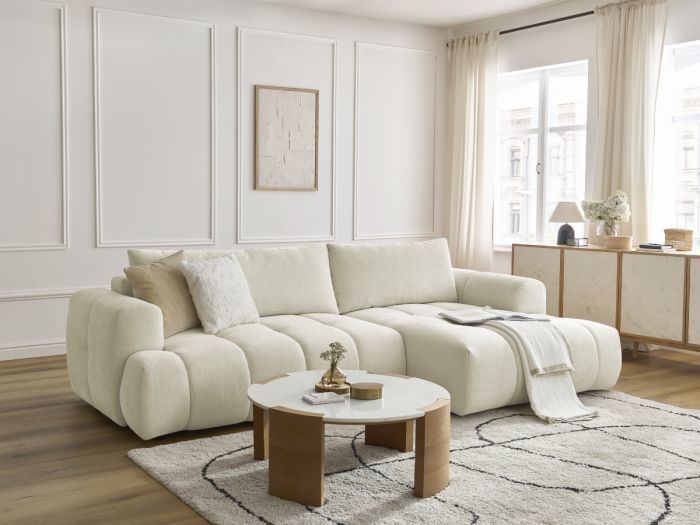 Canapé d'angle convertible FUJII tissu lisse