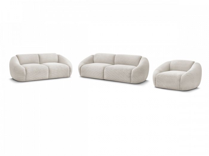 Ensemble canapé droit fixe 3 + 2 places + fauteuil TINAvelours côtelé