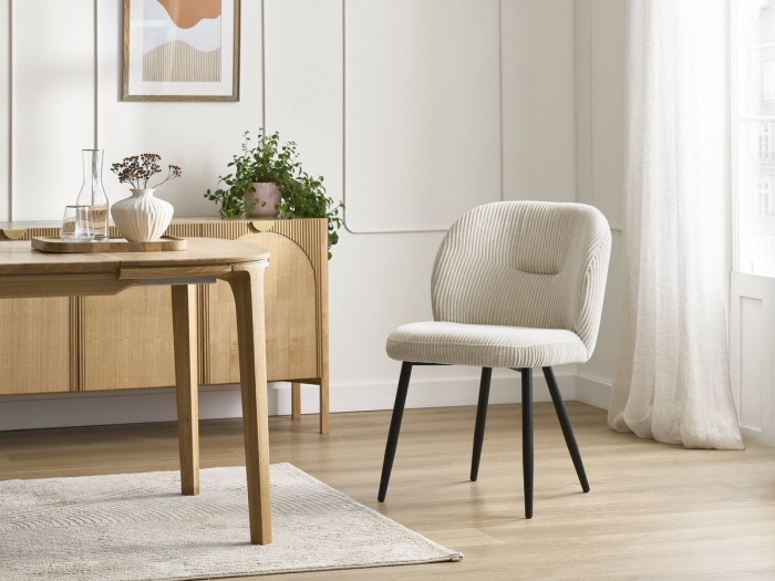 Lot de 2 chaises FIONA velours côtelé beige